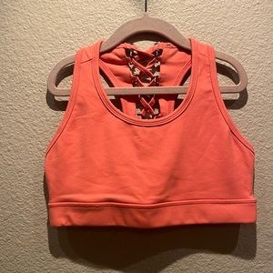 Threads 4 Thought Women’s Melon Color Lace Up Style Back Sports Bra Size XS